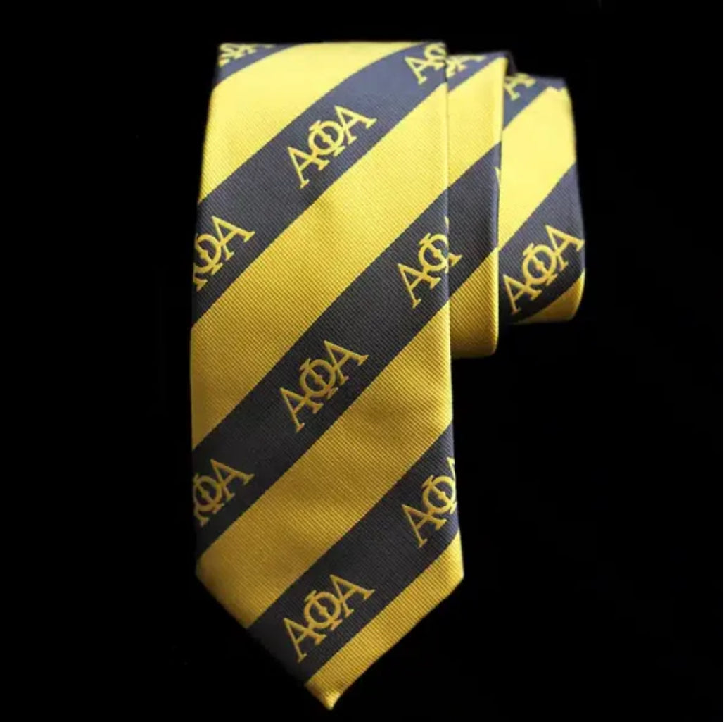A Phi A Black & Gold Silk Neck Tie