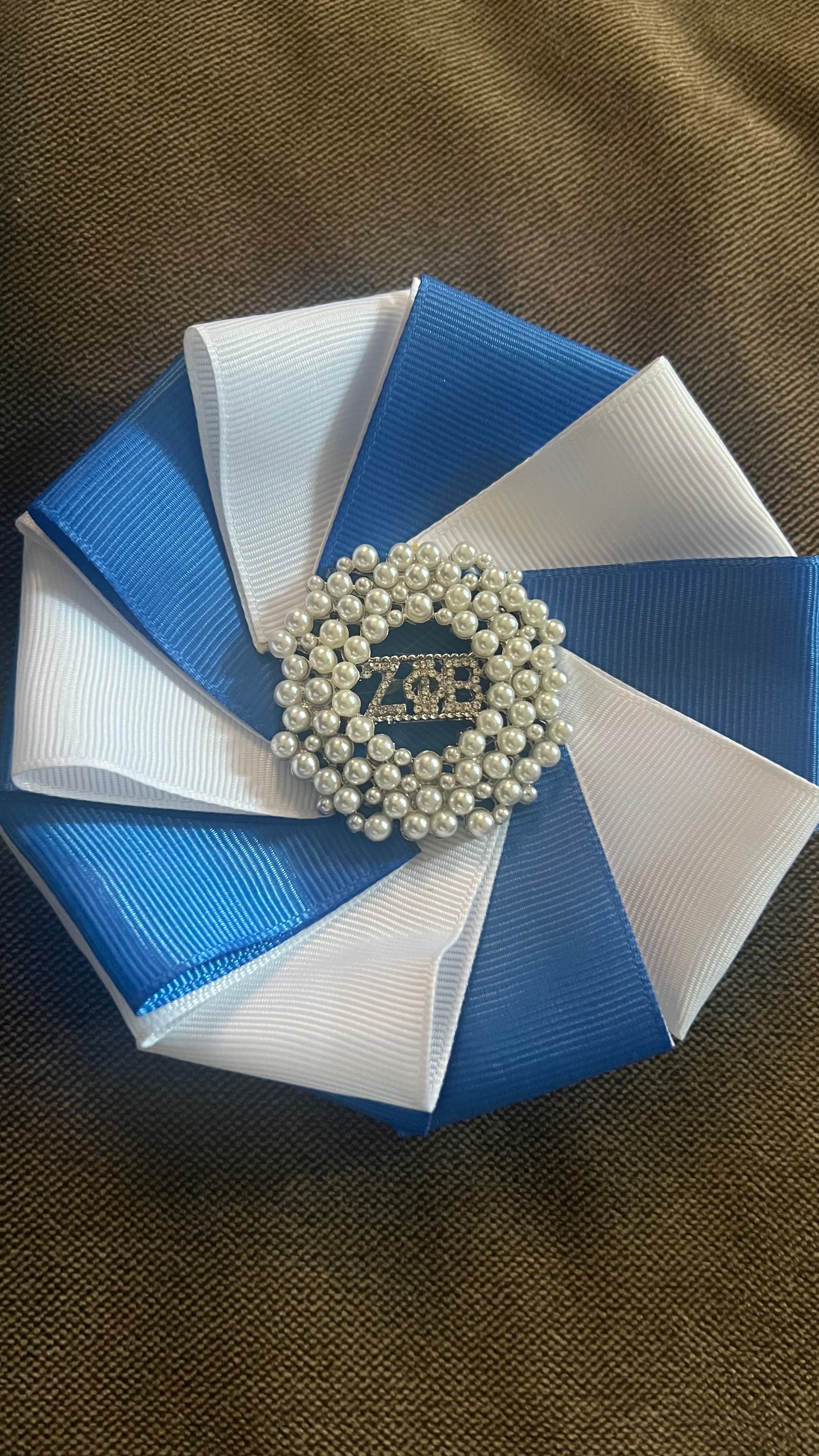Zeta Blue & White Ribbon Pin – A1 Greeks