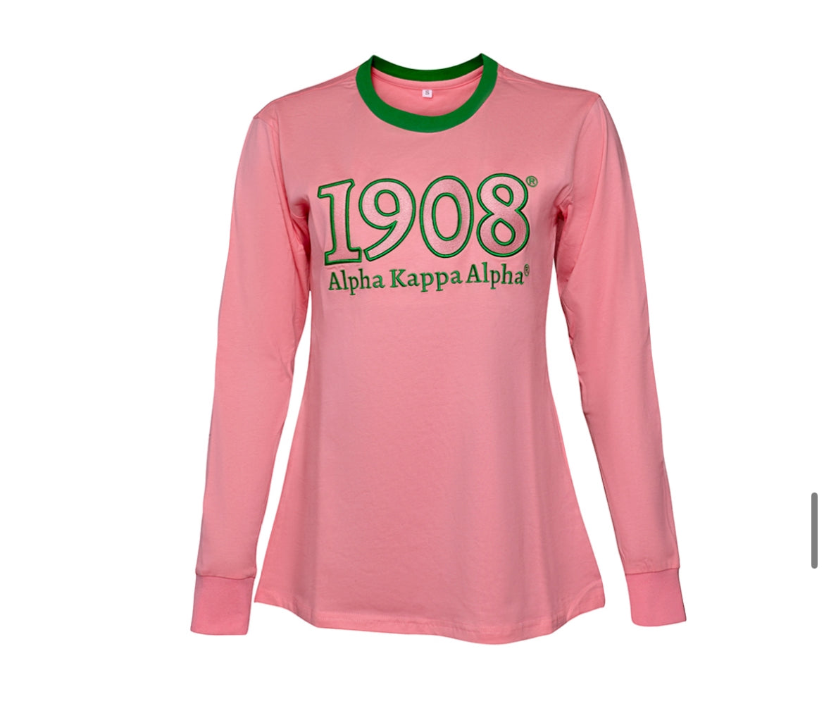 AKA Long Sleeve Pink/Green Shirt