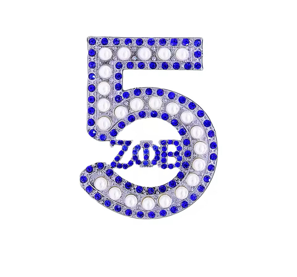 Zeta "5" Pearls Pin