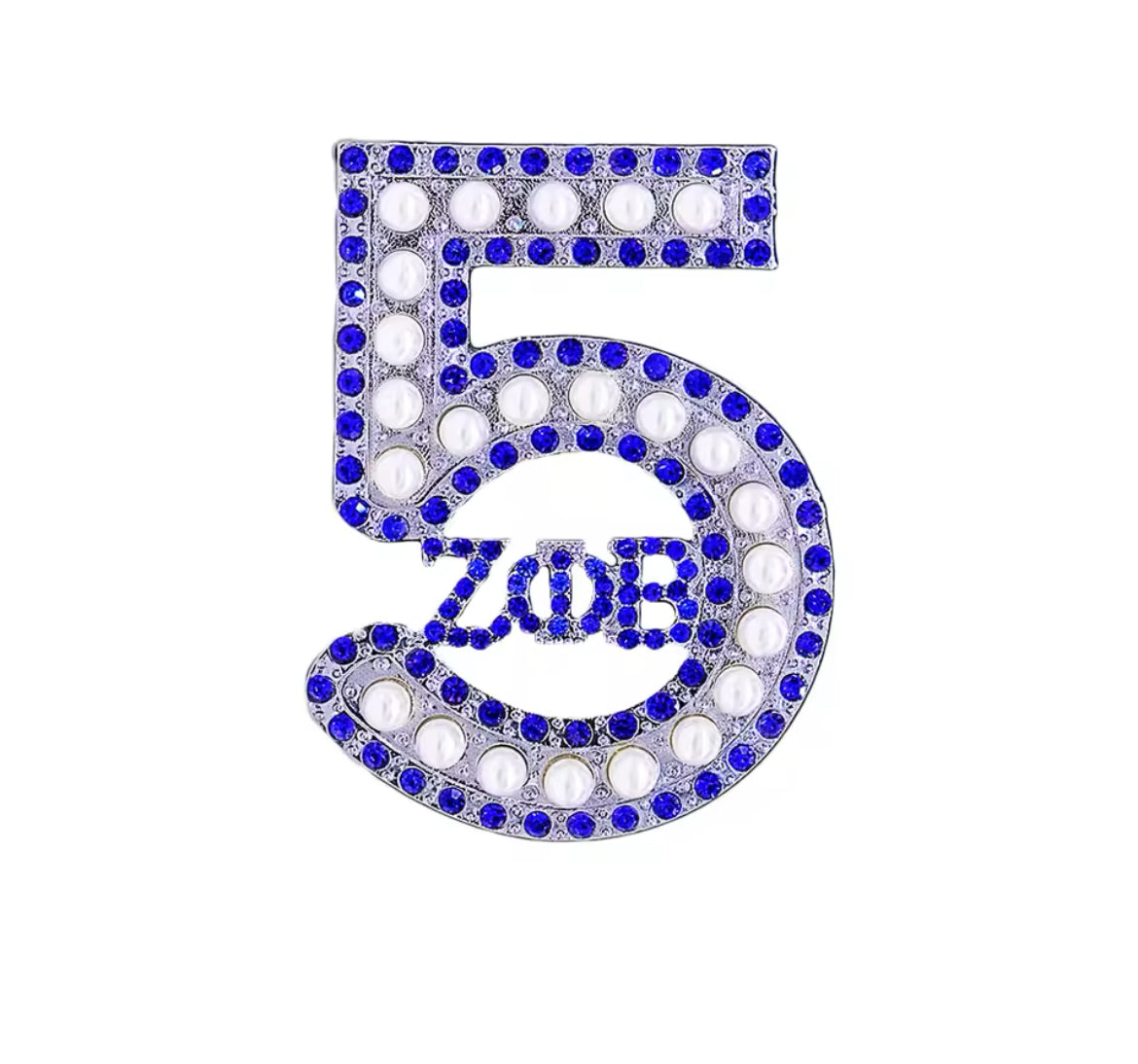Zeta "5" Pearls Pin