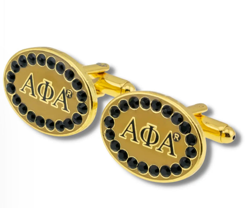 A Phi A Gold Crystal Cufflinks