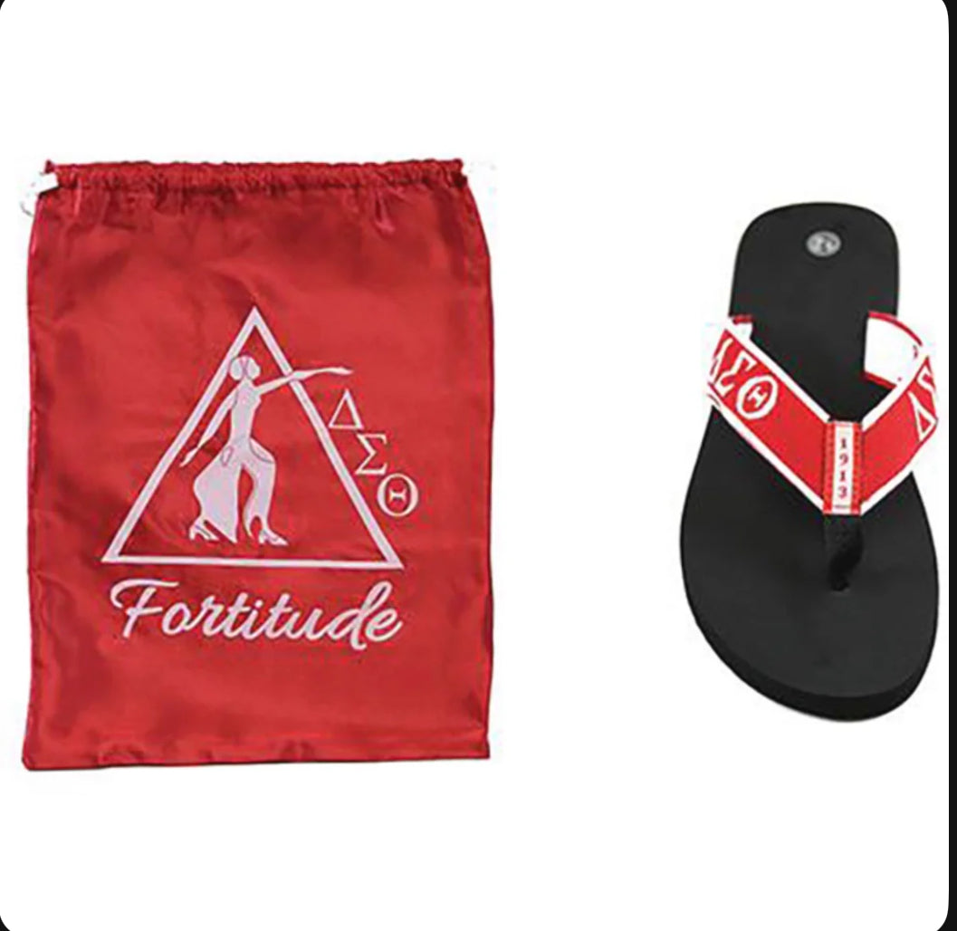DST Red Flip Flops with Satin shoe Bag