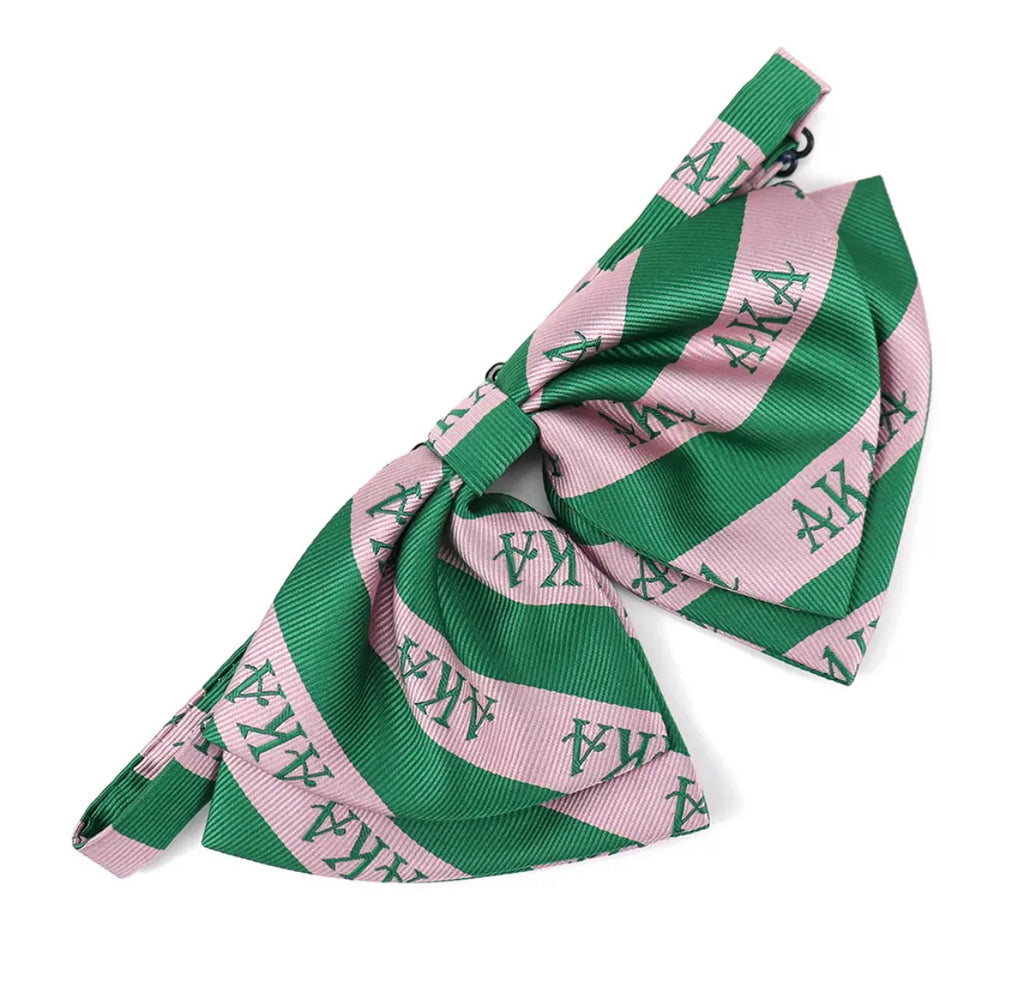 AKA Adjustable Pre-tied Bow - Pink & Green