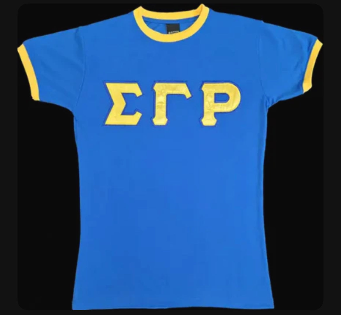 SGRho Blue & Gold Ringer Shirt