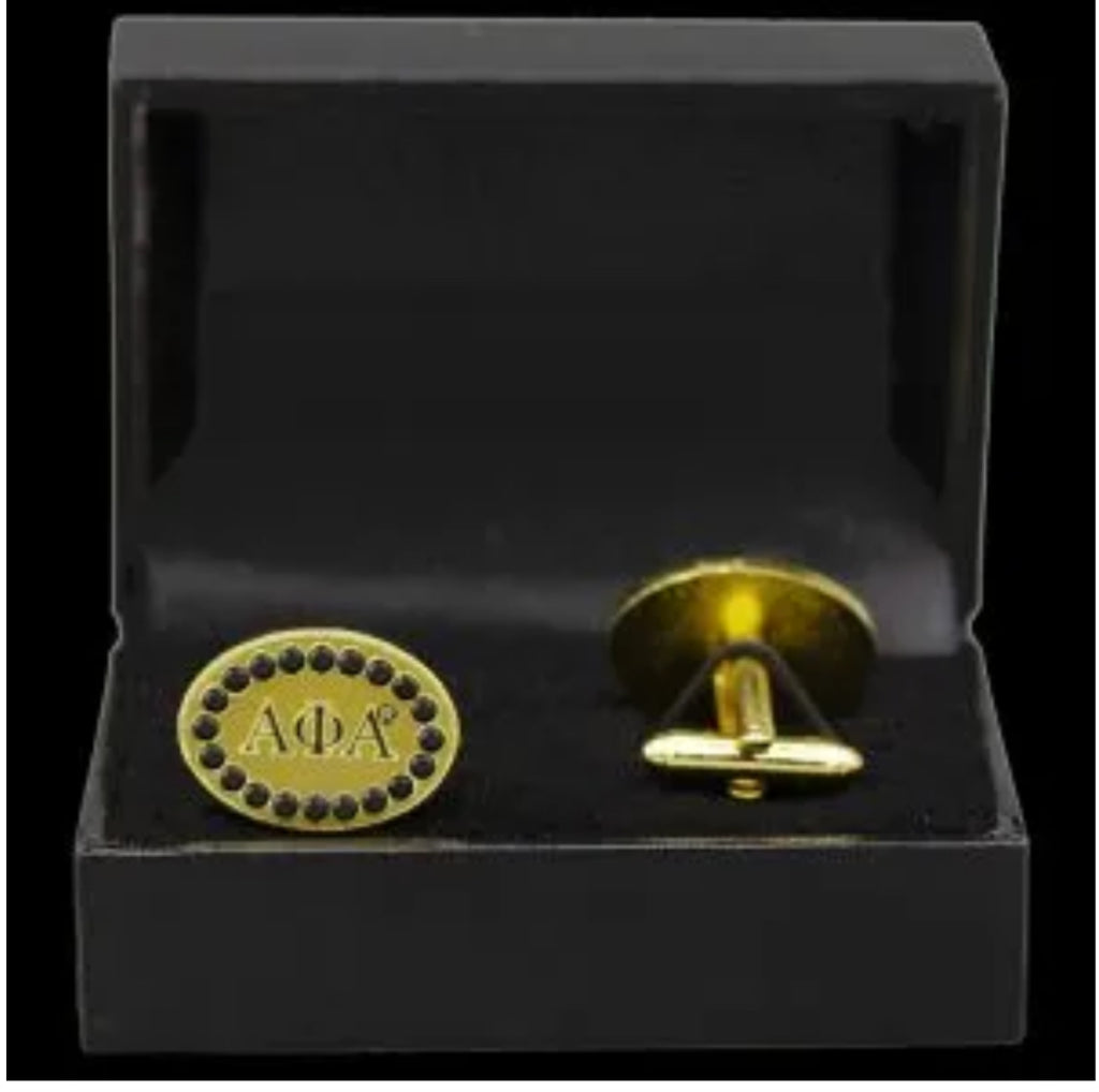 A Phi A Gold Crystal Cufflinks