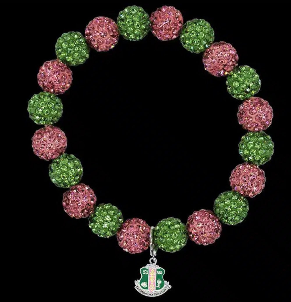 AKA Stone Bead Bracelet w/Shield