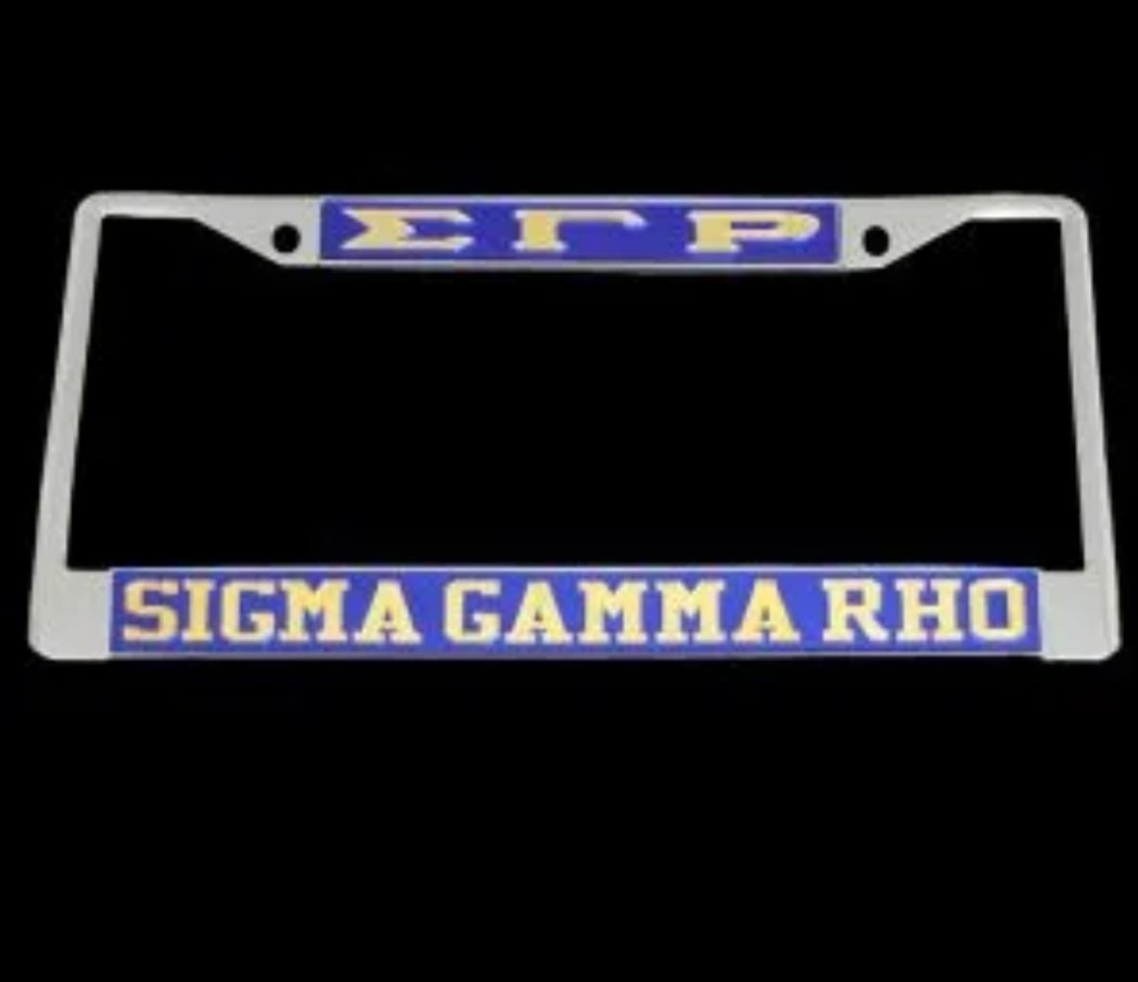 SGRho License Plate Blue Frame w/Gold Letters