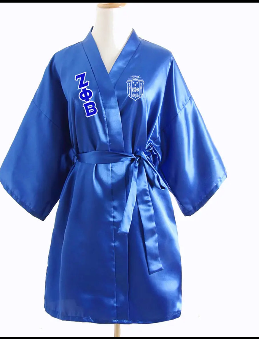 Zeta Blue Satin Robe