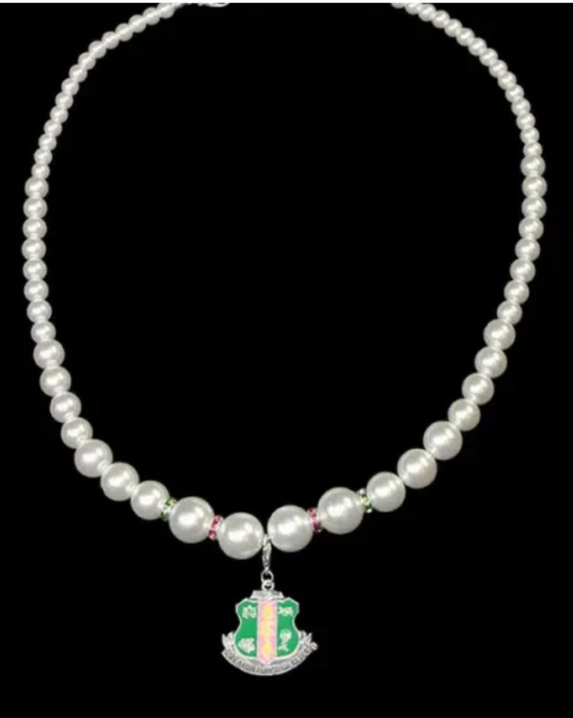 AKA Pearl Necklace w/ Shield
