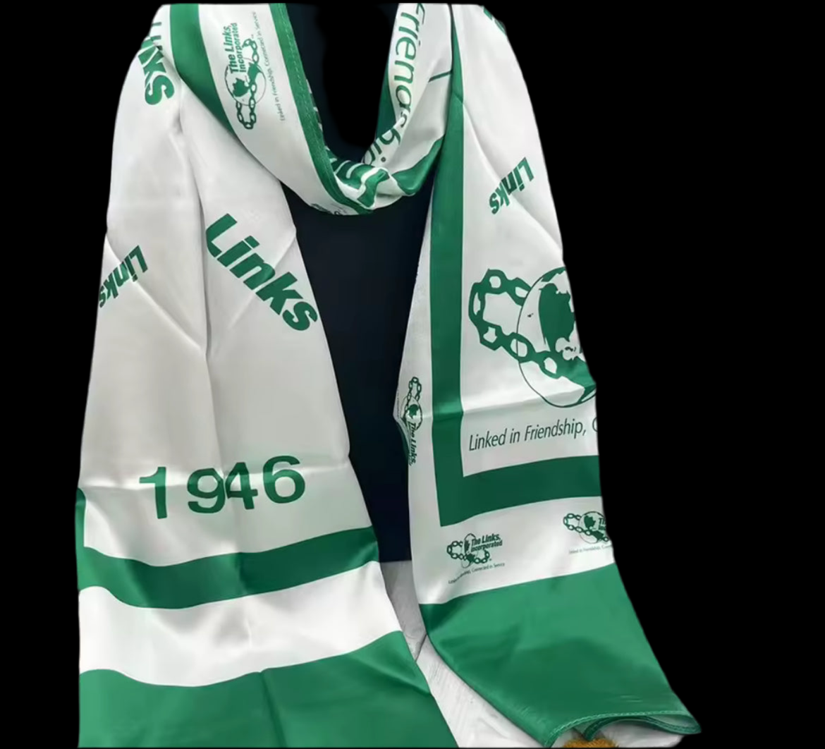 Links white & Green Neck Scarf