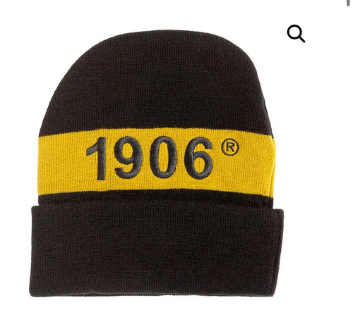 A phi A - Embroidered Knit Beanie -  Black "1906"
