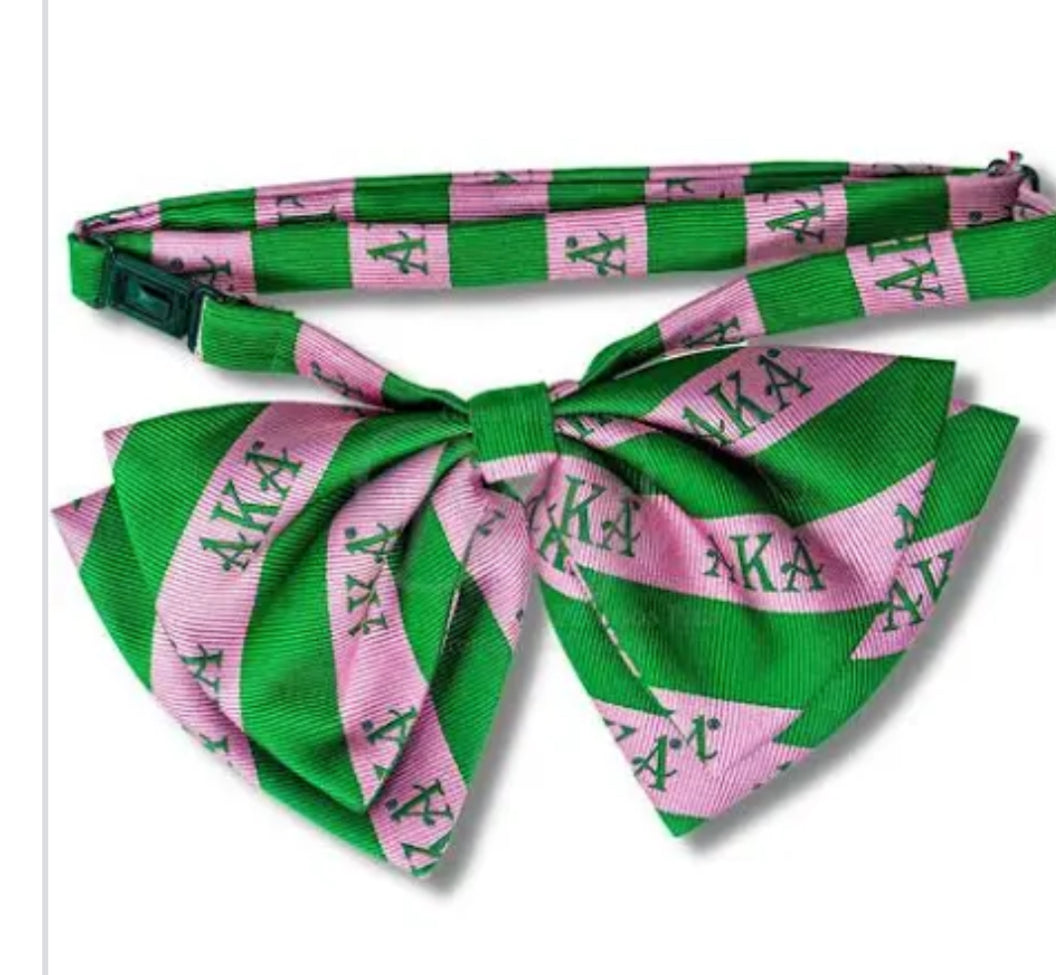 AKA Adjustable Pre-tied Bow - Pink & Green