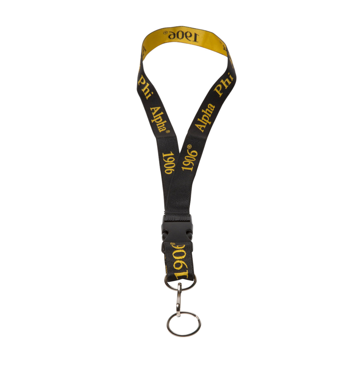 A Phi A Woven Embroidered Lanyard – Black