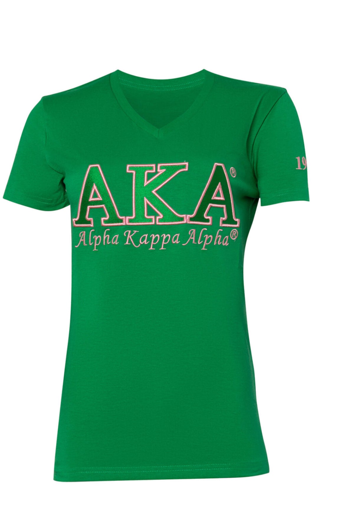 AKA Embroidered Tee (Green/Pink)