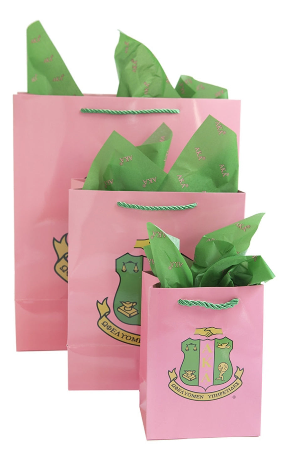 AKA Pink & Green Gift Bag Sets 3x